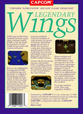 Legendary Wings (USA) box cover back